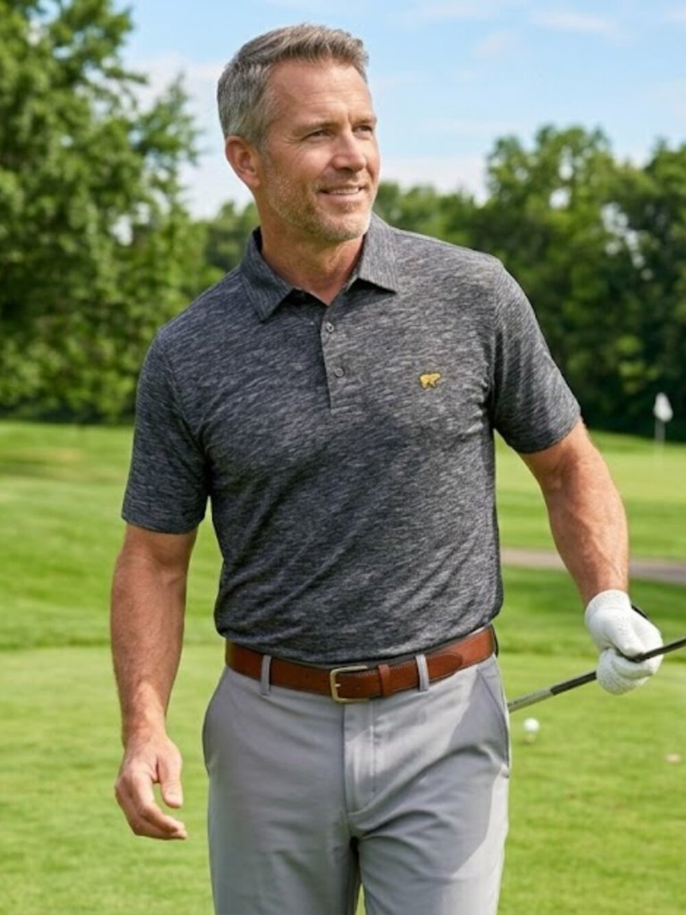 Jack Nicklaus Short Sleeve Golf Polo Shirt Eclipse Heathered Size L